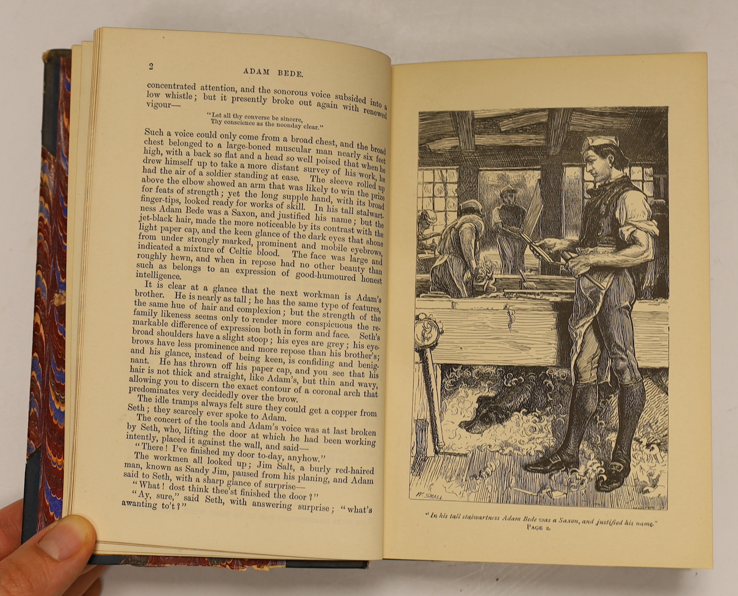 Eliot, George - new / stereotyped edition, 7 vols. with the original illustrations; contemp. half calf and marbled boards, gilt decorated and panelled spines with red and maroon labels, marbled edges and e/ps., cr.8vo. W